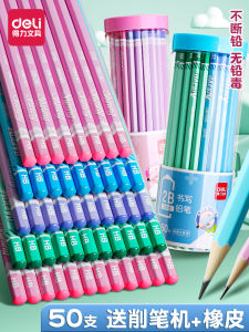 Deli Triangle Hexagonal Pencil Non-Toxic Cartoon HB 2B Drawing Writing School Stationery for Kindergarten And Primary Students