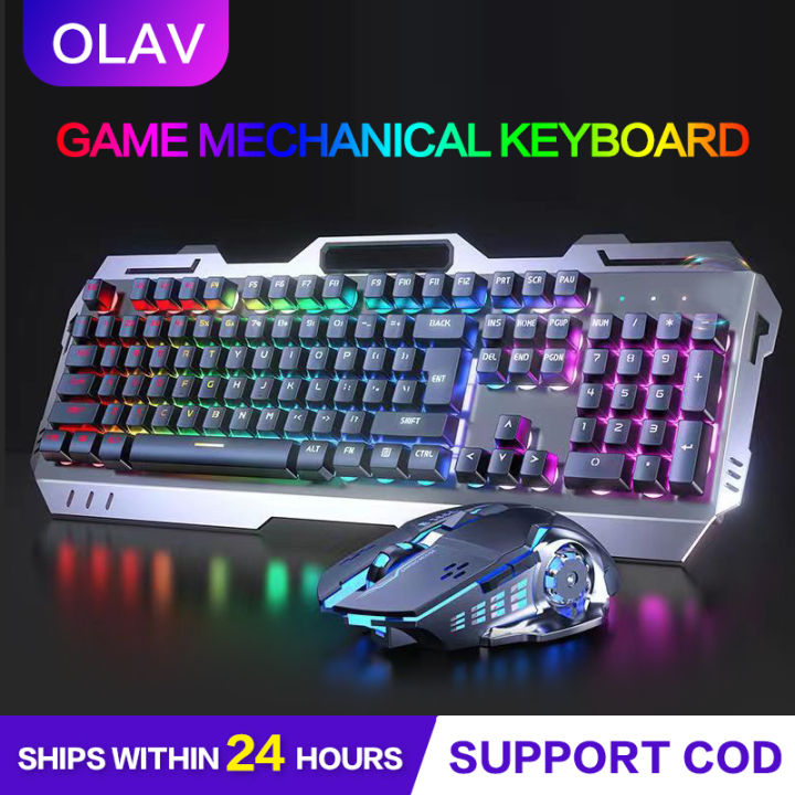 OLAV GK70 Mechanical Keyboard And Mouse Set 104 Keys Backlight Gaming