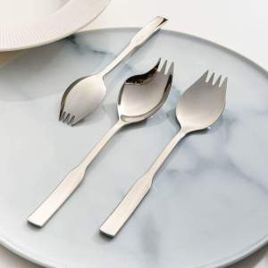 Jing Pomelo 316 Stainless Steel Dual Purpose Spork Integrated Salad Spoon Salad Fork Dessert Cake Fork Fruit Fork Tableware