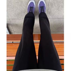 Cleanfit American Style Fitness Sports Pants Mens Dark Blue Straight Leg Casual Trousers with Flare at an Angle