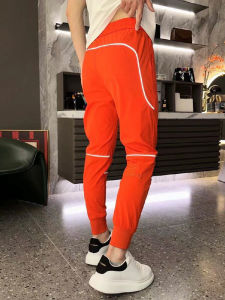 Summer Thin Ice Silk Casual Pants Mens Trendy Milk Silk Cuffed Sports Outdoor Quick Dry Air Conditioning Loose Fit Youth Fashion