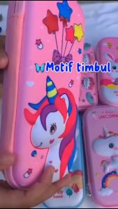 Kotak Pensil 3D Karakter Timbul Tempat Pensil Anak Sekolah Waterproof