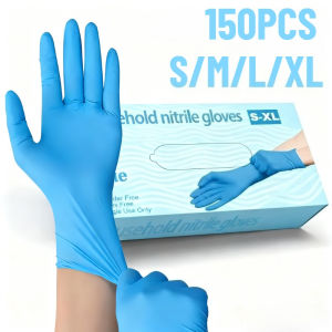 150PCS Disposable Blue Nitrile Gloves Pet Bath Gloves Hairdressing Convenience Home Cleaning Disposable multi-purpose Tools