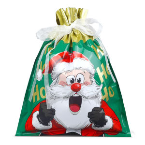 20 Chiếc Giáng Sinh Có Thể Tái Sử Dụng Túi Quà Tặng Lễ Hội Dự Tiệc Cung Cấp Dây Rút Xmas Đồ Trang Trí Phụ Kiện Nhựa Có Thể Gập Lại Hộp Quà Tặng