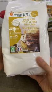 Bột mì hữu cơ T65 Markal bột số 13 protein cao >13% 1kg kết cấu mềm tạo độ phồng và xốp tốt
