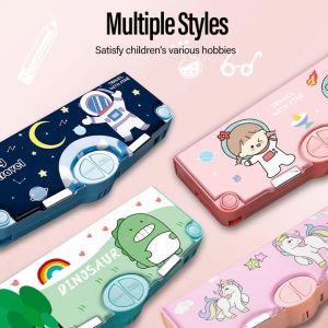 【Low Price】Cartoon Pencil Box Cartoon Pencil Box Creative Pencil Storage Multifunctional Stationery Storage Box With RulerScissorsPencilEraser and Pencil SharpenerKids Gift School Supplies