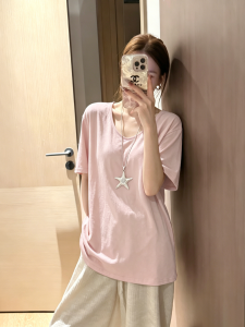 YUANYA | Korean Style Pink New Release Elegant Loose Casual T-Shirt