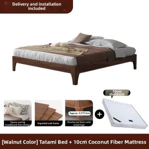 Oak Headboard-less Bed Tatami Style Frame