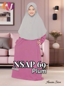 BAJU DRESS ANAK CEWEK BABY GIRLS UMUR 1 TAHUN NIBRAS NSAP 69 PLUM / GAMIS SET HIJAB ANAK DAILY OUTFIT FRESH & CUTE