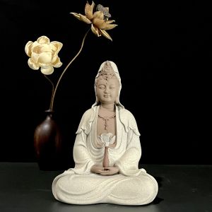 Tượng Quán Thế Âm Bồ Tát Tịnh Bình Cao 205cm Gốm Tử Sa Cao Cấp (được tặng hoa sen gốm cắm nhang)