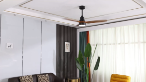 48-inch ceiling fan with solid wood ceiling fan light variable frequency noise reduction ceiling fan DC motor simple business fan 6-speed remote control with reverse/timing function suitable for dining room bedroom living room