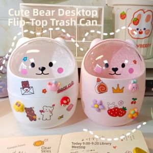 Mini Cartoon Bear Trash Can for Desktop