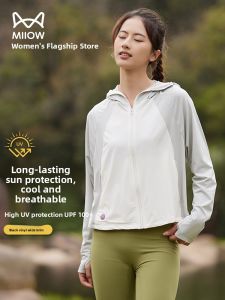 Miiow | Womens Summer Thin Ice Silk UV Protection Clothing Loose Cape Style Black Glue Large Brim Hat Outerwear Breathable Sunscreen Coat