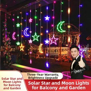 RUILUO | Solar Powered Waterproof Ambient Star Moon Light String
