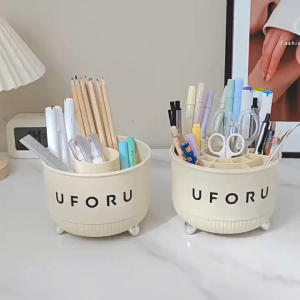 5/24 Grids Rotating Makeup Brush Storage Bucket Desktop Compartment Cosmetic Holder Dressing Table Organizer for Stationery Mothers Day Gift