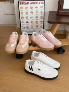 YOTO Flat Sneakers For Women Leather Versatile Soft-Sole Casual Comfortable Lace-Up Walking Shoes