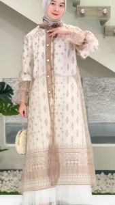 TERBARU Ayara Lace Outer Tunik Organza Korea Long Outer Brukat Kondangan Tille Premium Big Size