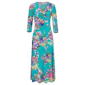 MY TENO | Elegant V-neck Slim-fit Print Dress Summer New Arrival By Matin Nu French Style Fashionable Womens Long Skirt Polyester Fiber