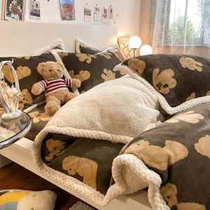 Thickened Childrens Bed Sheet Set Warm Fleece