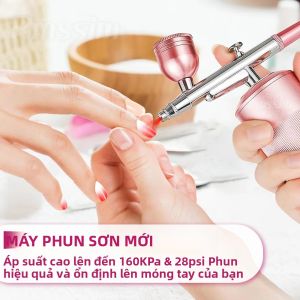Bộ Dụng Cụ Vẽ Móng Bằng Khí Nén Di Động Với Máy Nén Khí Dùng Cho Vẽ Móng Trang Trí Bánh Kem Thủ Công Mỹ Nghệ Bộ Cọ Khí Bằng Thép Không Gỉ Dành Cho Làm Móng
