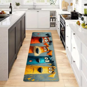 VIKAMA 3D Cute Cat Long Runner Floor Rug Soft Non‑Slip Washable Kitchen Carpet Hallway Bedroom Funny Pet Home Decor