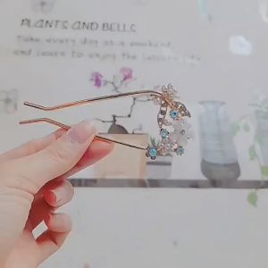 Trâm cài tóc chữ u nơ lá đính đá nhiều mẫu cài tóc kim loại lá ngọc tua rua