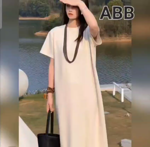 Dress Wanita Maxi Casual Polos - Motif Flat Printing Ukuran Reguler