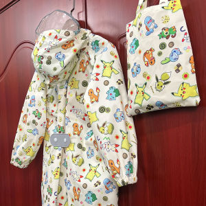 Japanese Cartoon Car Thin Kids Raincoat Breathable Quick-Drying Boys and Girls Primary School Students Kindergarten Backpack-Seat Poncho