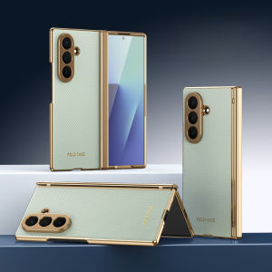 CHUBAN | Hinge Full Protection Plain Leather Case For Samsung Galaxy Z Fold 8 Ultra 7 6 5 4 3 5G Phone Covers With Front Screen Protector