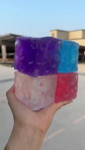 7cm Square Cheese Squishies Toy Vaseline Soft Simulated Transparent Sensory Fidget TPR Anti Stress Decompression Toy for Adults