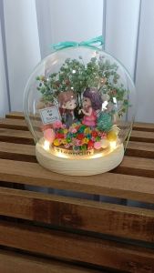 TTEEN GIFT Preserved Flower Wedding Gift Anniversary Gifts Home Decoration Brazil Star Flower 永生花巴西小星花结婚周年纪念玻璃罩礼物装饰品