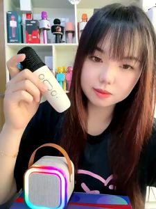K12 Mini Portable Karaoke Bluetooth Speaker With Dual Microphone Audio Integrated Microphone Home Karaoke Home Wireless Bluetooth Speaker Karaoke Set With RGB Light Mini Videoke Machine With Echo And Vocal Cut