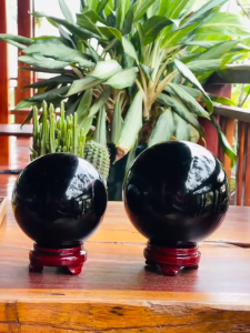 Quả Cầu Phong Thuỷ Đá Núi Lửa Obsidian PAG Kích Thước 8-12cm Quả Cầu Trang Trí Nhà Cửa