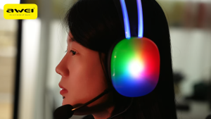 Awei E-Sports wired headphones 7.1 Channels stereo surrond 50mm Dynamics 360° Omnidirection Mic speaker headset Ergonomics design Magic light effects gaming headphone
