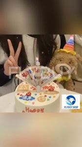 FLYBUY SHOP 1pcs Fan Shaped Banner Birthday Candle Safe Material Unique Design Clown Pattern Candles