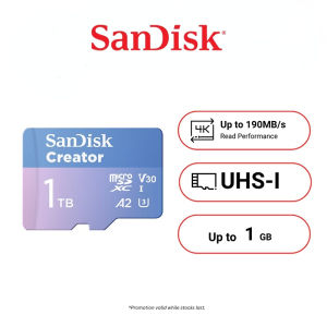 SanDisk Creator MicroSDXC U3 V30 A2 High Speed Memory Card /128GB/256GB/512GB/1TB for 4K UHD Video Drone & Action Cam Recording