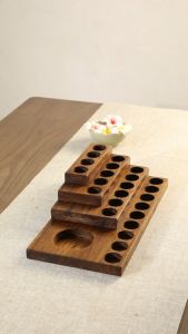 4-Tier3-Tier Teak Essential Oil Display Aromatpy Bottle Rack Desktop Storage Rack