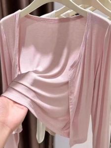 Áo Len Cardigan Mỏng Màu Hồng Chống Nắng Cho Nữ Mùa Hè Áo Khoác Ngoài Dây Thắt Lưng Ôm Vừa Vặn Đa Năng Áo Khoác Máy Lạnh