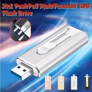 3in1 USB Flash Drive Portable Push-Pull USB 1TB Support Apple Devices