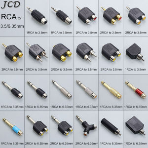 2PCS 3.5mm Audio Stereo To RCA Female Jack 6.35mm Audio Mono To RCA Male Audio Connector Adapter Converter Speaker
