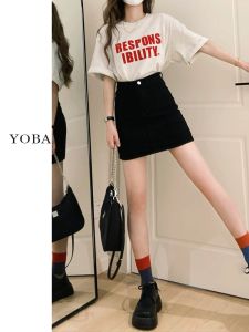 Black Denim Skirt Female High Waist Summer New Arrival Plus Size Plus Size Ladies Covering Belly Thin Pear Shapes A- line Skirt