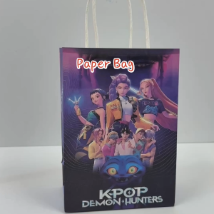 Paper Bag Kpop Demon Hunters Huntrix Birthday Party Event Goodies Door Gift Kraft Packaging Paper Bag 环保纸袋生日派对回礼袋