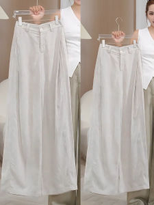 XIANGHOUMINCHU | High-quality Linen Anti-wrinkle Flared Pants Womens High-waist Straight Loose Trousers