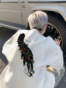 เสื้อยืดแขนยาวผ้าฝ้ายแท้สไตล์อเมริกันสำหรับเยาวชน เสื้อชั้นในหลวมๆ สตรีทแวร์สุดเท่ คอกลม เสื้อตัวบน