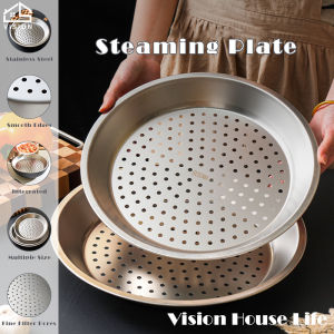 Vision 32/34/36cm Stainless Steel Steamer For Frying Pan Insert Steaming Rack Round Steaming Plate Household Dumpling Tray Cooking Tool