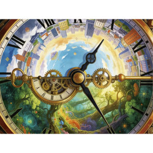 500 1000 1200 2000pcs Jigsaw Puzzle Clockwork Realms Golden Timepiece Cityscape And Emerald Forest For Adults Home Decor Gift