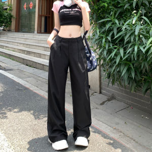 High Waist Straight Leg Casual Pants Black Suit Wide Leg Womens Small Size High End Drapey Japanese Style Trendy Trousers