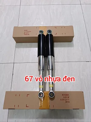 Phuộc 67 hàng loại 1 chất lượng (1 cặp) gắn xe 67 68 69. Phuộc vỏ nhựa. Phuộc vỏ sắt. Phuộc chụp xi. Chiều dài tâm lỗ phuộc 350 mm.