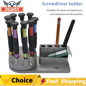Screwdriver Storage Box 360° Rotating Holder Aluminum Alloy Mounting Rack for Screwdriver Tweezer Phone Repair Parts Tool