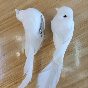 1‑Piece Feathered Artificial White Dove Ornament Simulated Small‑White‑Bird Decoration